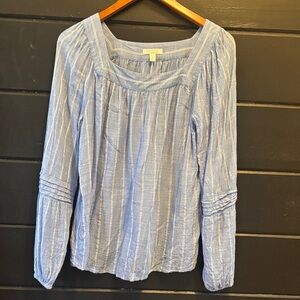 LC Lauren Conrad Light Blue Striped Blouse